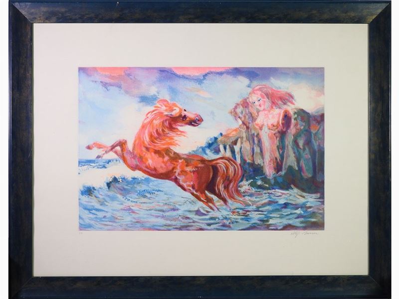 Aligi Sassu - Figure al Bar e Scena Mitologica