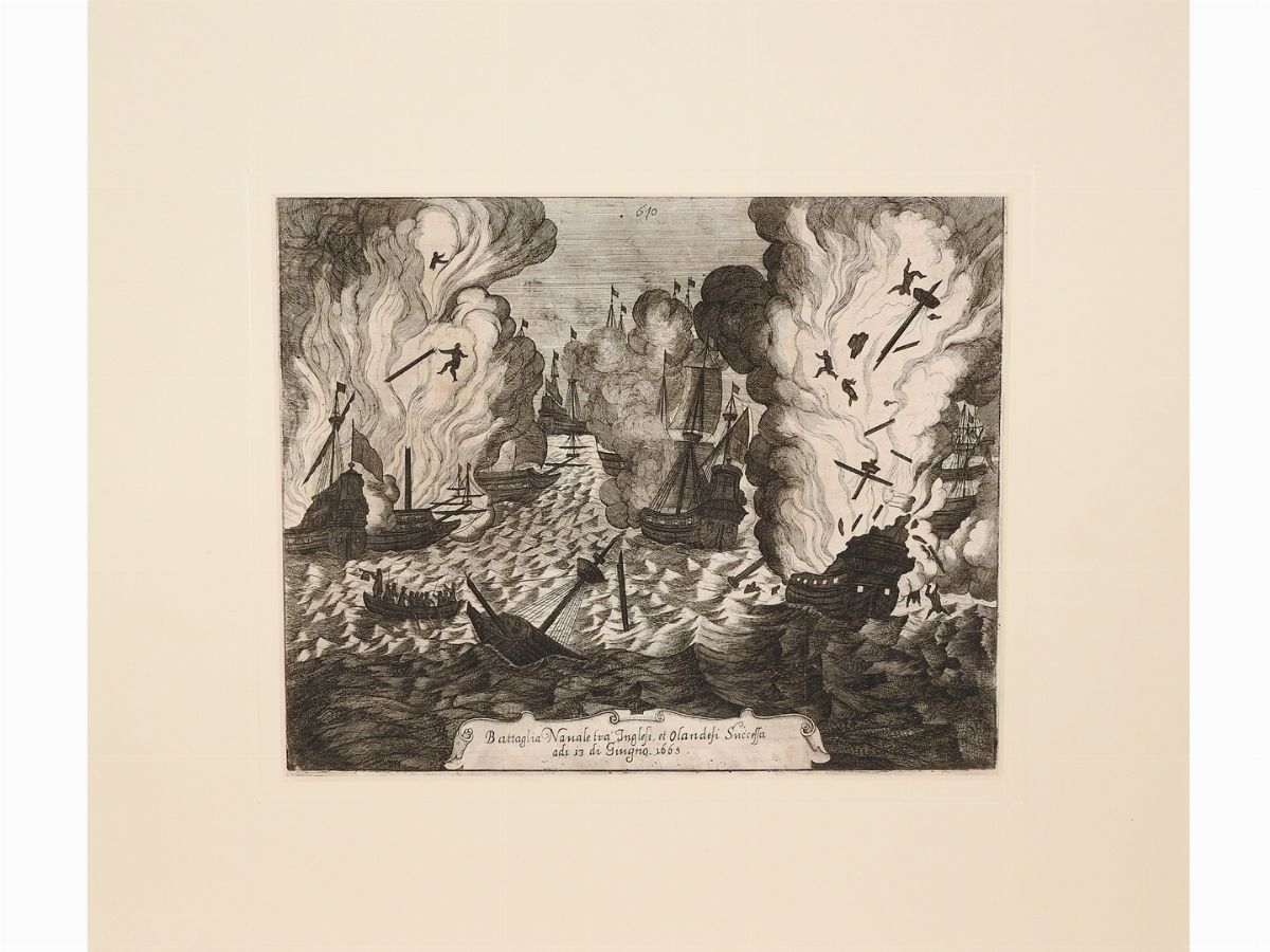 Giovanni Battista Hacque - Battaglie Navali tra Inglesi e Olandesi 1665/1666