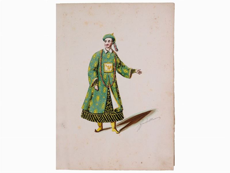 Filippo del Buono - Figurini per il Balletto il Gobbo del Giappone di Giovanni Briol