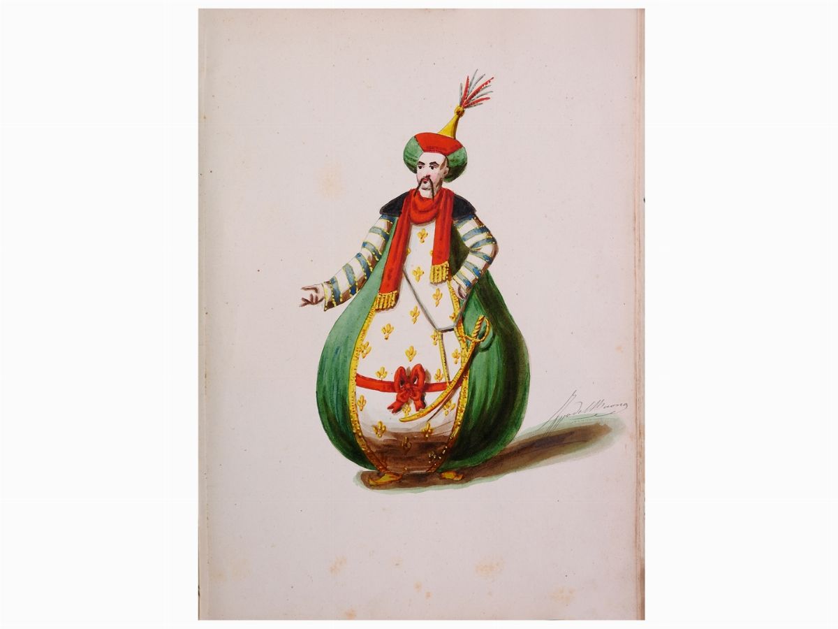 Filippo del Buono - Figurini per il Balletto il Gobbo del Giappone di Giovanni Briol