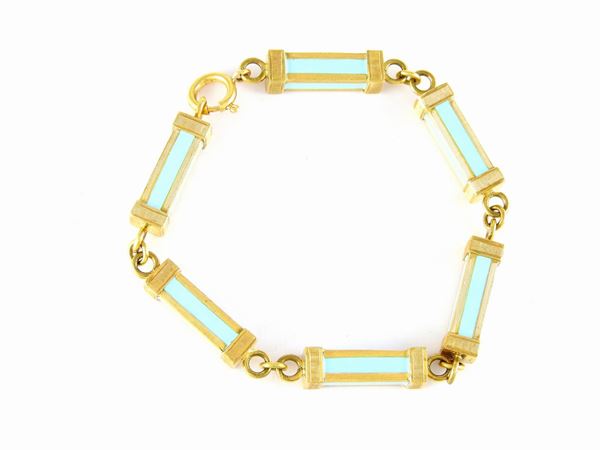 Yellow gold bracelet with enamels