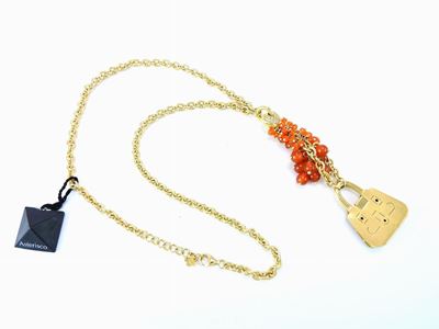 Collana in Oro Giallo, Diamanti e Corniola