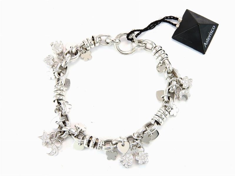 Bracciale "charms" in Oro Bianco e Diamanti