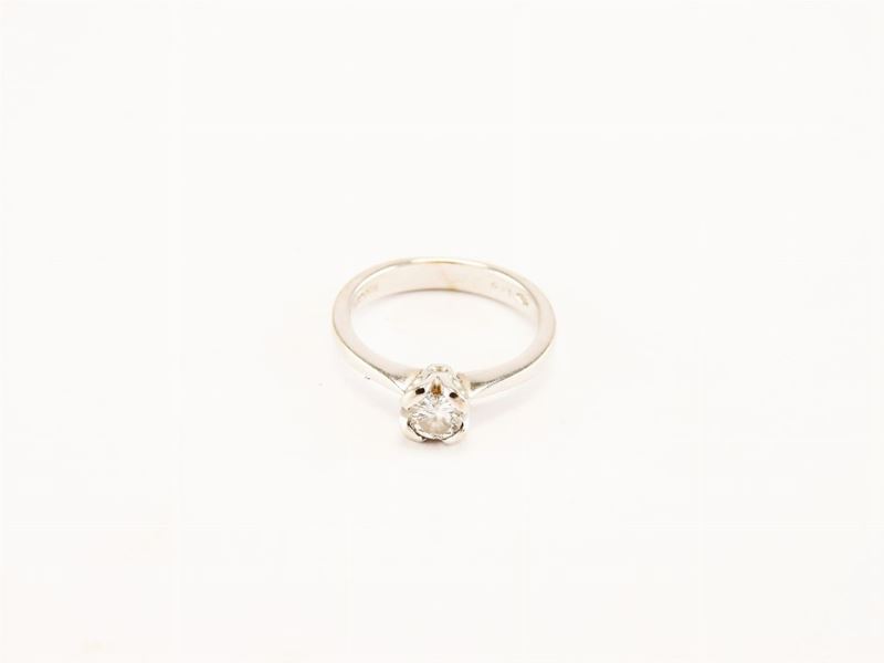 Anello Solitario Blugem in Oro Bianco con Diamante