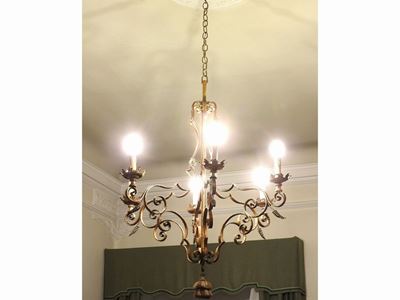 Lampadario in Metallo Dorato