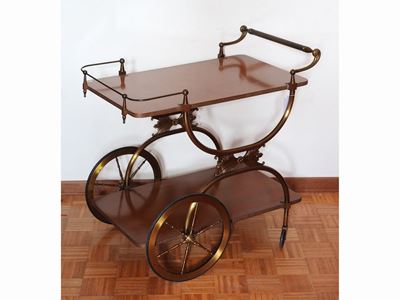 Carrello Porta Vivande in Ottone e Satinwood