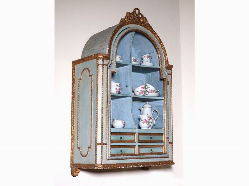 Vetrina Pensile in Legno Laccato Celeste