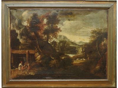 Paesaggio Fluviale con Pescatori