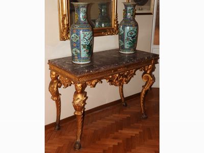 Console in Legno Intagliato e Dorato