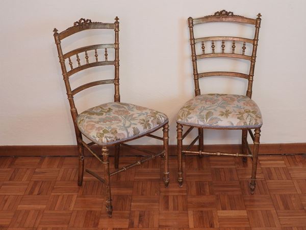 A Pair of Chiavari Style Giltwood Chairs