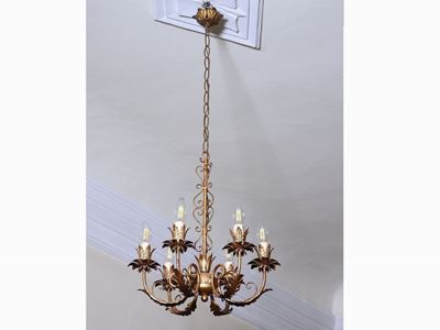 Lampadario in Metallo Dorato
