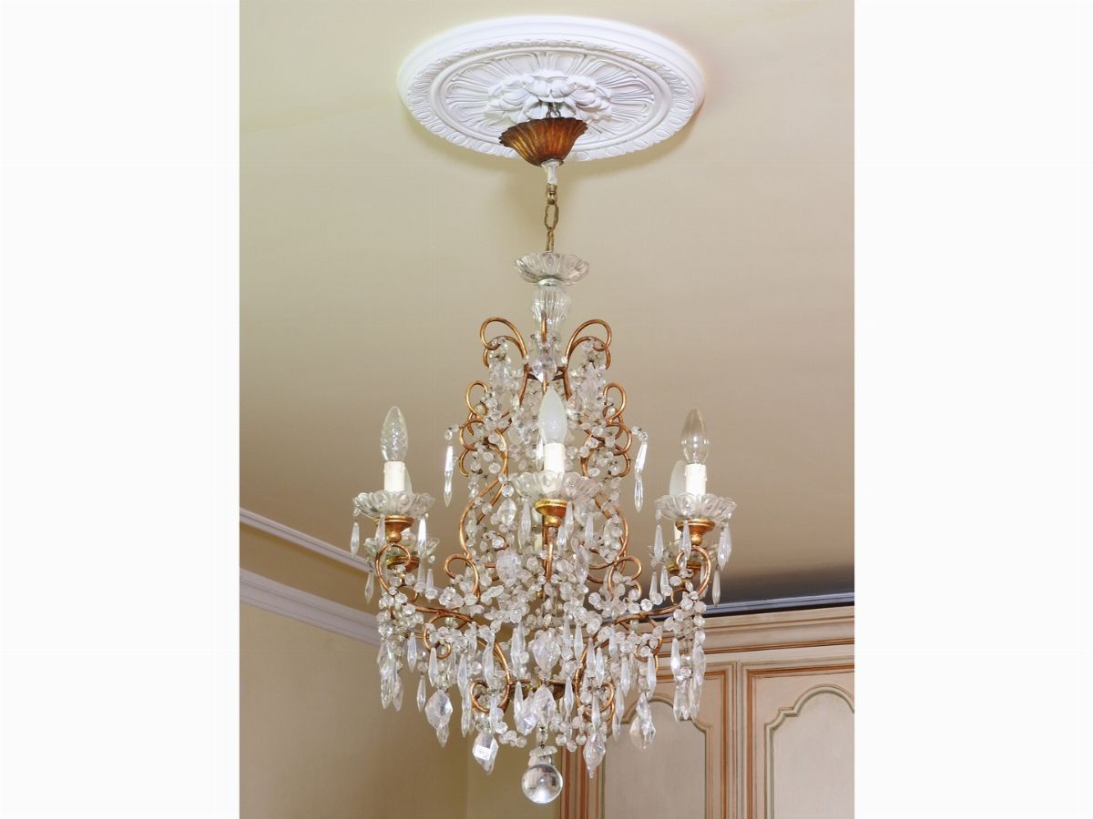 Lampadario in Metallo Dorato