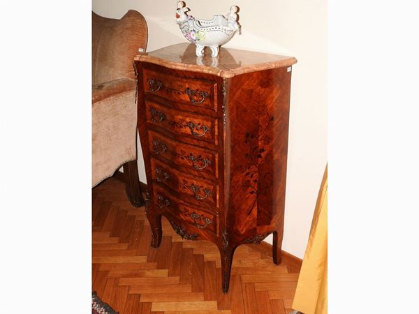 A Small Rosewood Veneered Chest of Drawers