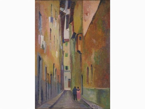 Rodolfo Marma : View of Florence 1956  ((1923-1999))  - Auction House-Sale: Furniture, Old Master Paintings and Jewels from florentine house. - II - Maison Bibelot - Casa d'Aste Firenze - Milano