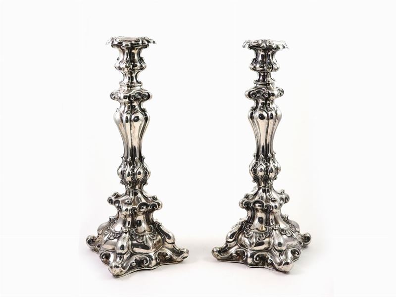 Coppia di Candelieri in Argento