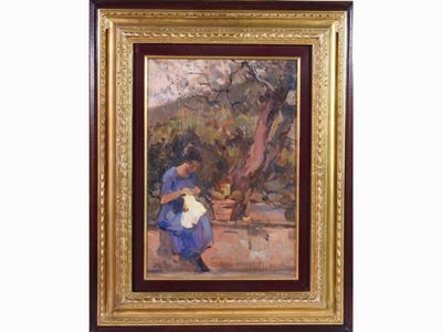 Scorcio di Giardino con Ricamatrice