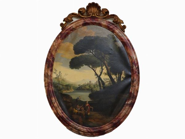 River Landscape with Figures  - Auction House-Sale: Furniture, Old Master Paintings and Jewels from florentine house. - II - Maison Bibelot - Casa d'Aste Firenze - Milano