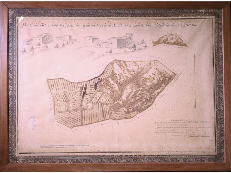 Scuola Toscana del XIX Secolo - Pianta del Podere Casavecchia in San Casciano Val di Pesa