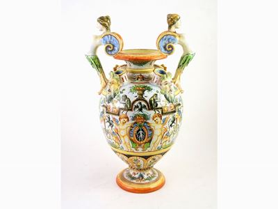 Anfora-tulipaniera in Terracotta Smaltata