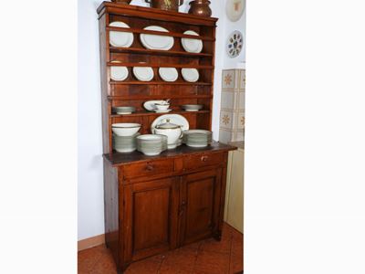 Credenza Rustica con Alzata in Legno Tenero