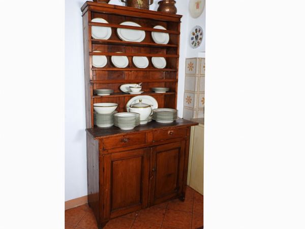 A Softwood Cupboard with Plate Rack  (early 20th Century)  - Auction House-Sale: Furniture, Old Master Paintings and Jewels from florentine house. - II - Maison Bibelot - Casa d'Aste Firenze - Milano