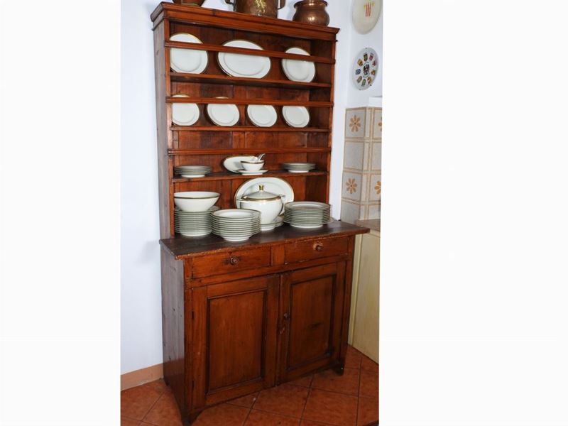 Credenza Rustica con Alzata in Legno Tenero