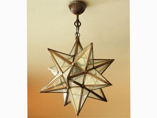 A Brass and Glass Star Lantern  - Auction House-Sale: Furniture, Old Master Paintings and Jewels from florentine house. - II - Maison Bibelot - Casa d'Aste Firenze - Milano