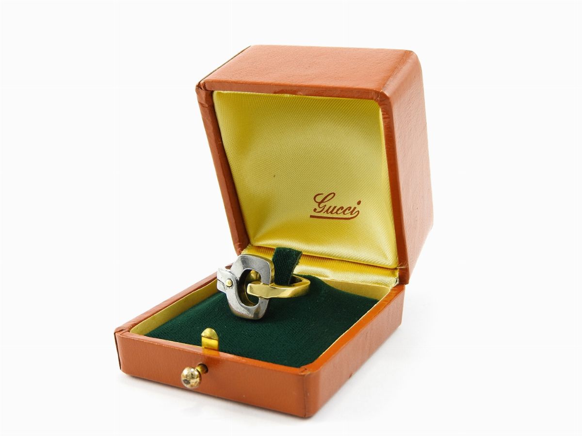 Anello Gucci in Oro Giallo e Acciaio