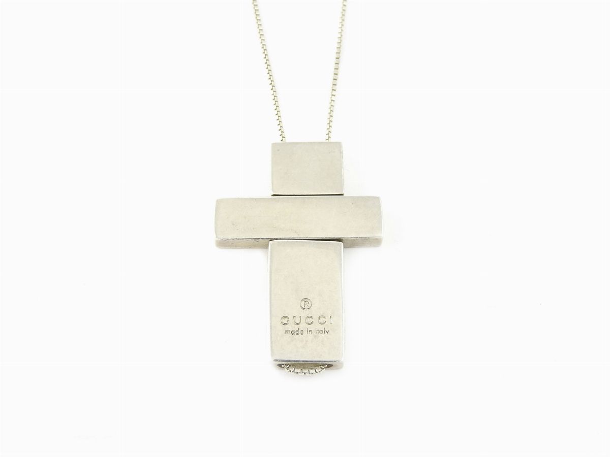 Catenina a Maglia Veneziana con Croce Componibile Gucci in Argento