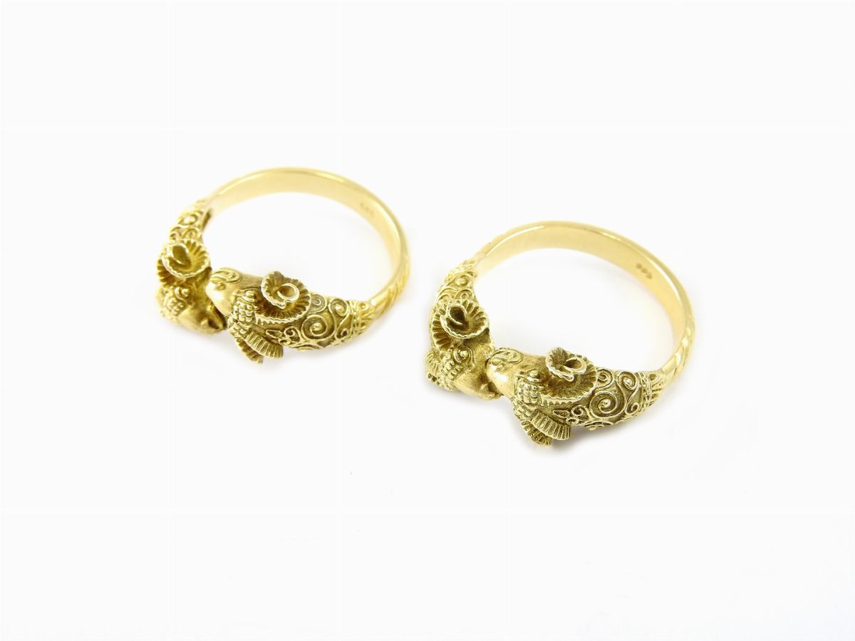 Coppia di Anelli Animalier in Oro 585/1000