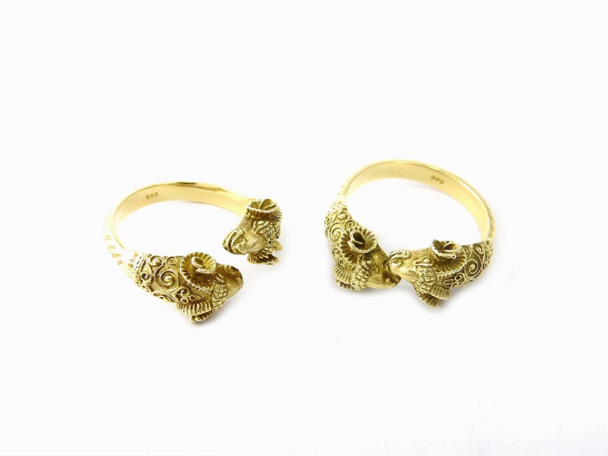 Coppia di Anelli Animalier in Oro 585/1000