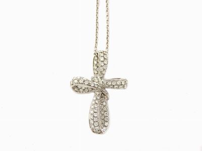 Girocollo Raima e Pendente in Oro Bianco e Diamanti