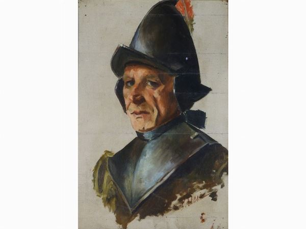 Stefano Ussi : Studio per ritratto di condottiero  ((1822-1901))  - Asta Arredi e dipinti antichi - I - Maison Bibelot - Casa d'Aste Firenze - Milano