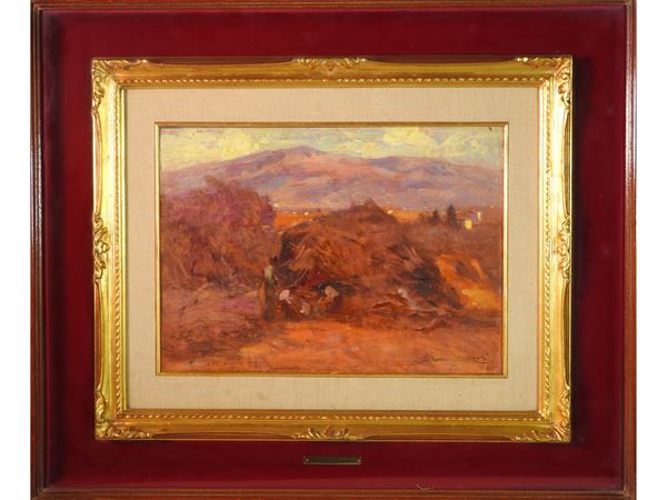 Ludovico Tommasi : Country Landscape 1911  ((1866-1941))  - Auction Arte moderna e contemporanea - Maison Bibelot - Casa d'Aste Firenze - Milano