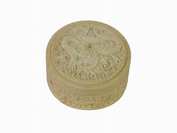 *A Carved Ivory Round Box