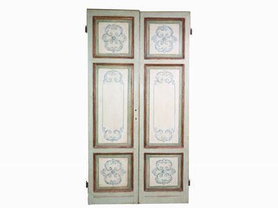 Porta a Due Ante in Legno Laccato Celeste