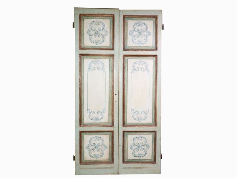 Porta a Due Ante in Legno Laccato Celeste
