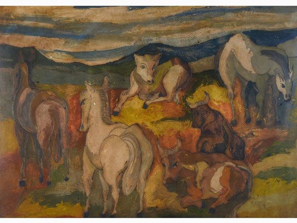 Giuseppe Serafini : The Pasture  ((1915-1987))  - Auction Modern and Contemporary Art - III - Maison Bibelot - Casa d'Aste Firenze - Milano