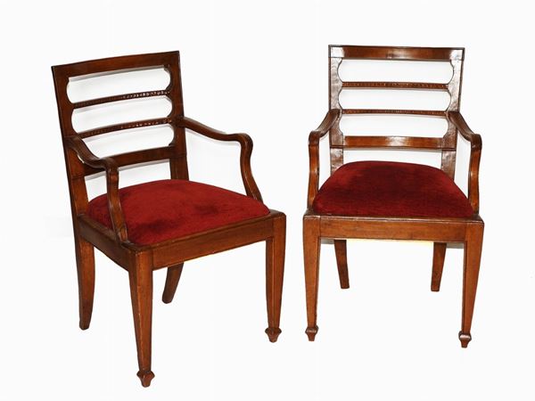 A Set of Four Walnut Armchairs