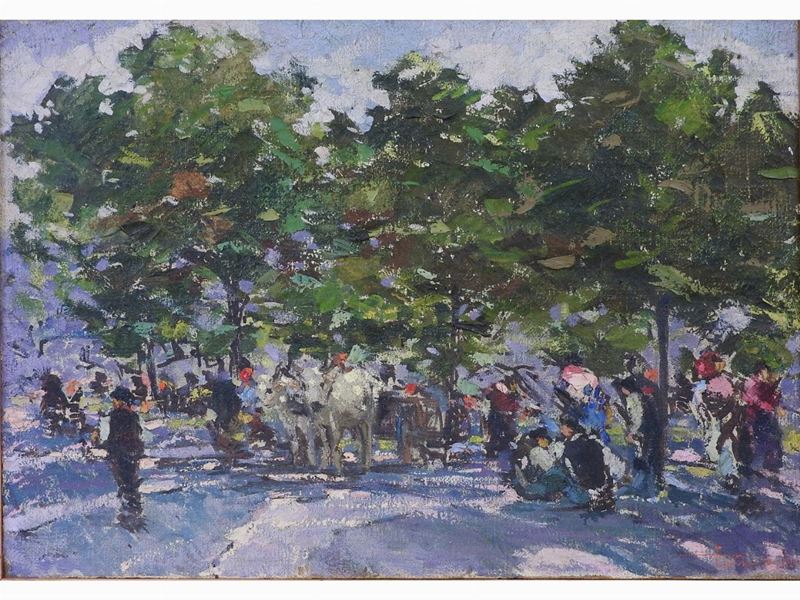 Ferruccio Rontini - Paesaggio con Figure e Armenti 1921