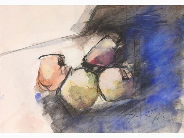 Sergio Scatizzi : Natura morta con frutta  ((1918-2009))  - Asta Arte moderna e contemporanea - Maison Bibelot - Casa d'Aste Firenze - Milano