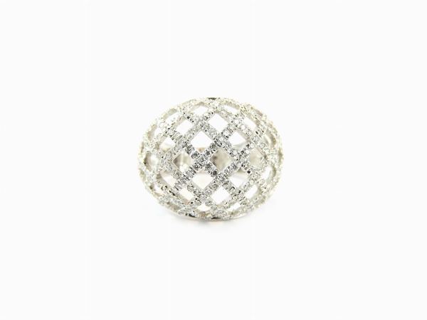 White gold domed ring with diamonds