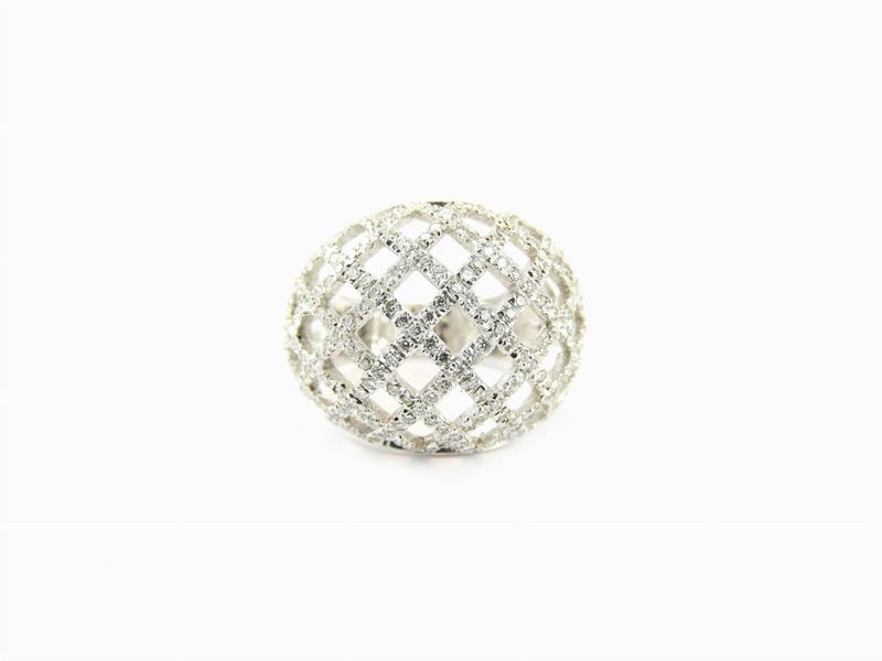 Anello Musone in Oro Bianco e Diamanti