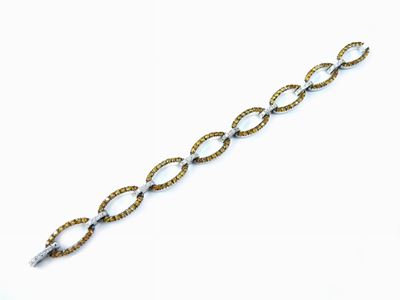 Bracciale in Oro Bianco, Diamanti e Quarzi Citrini