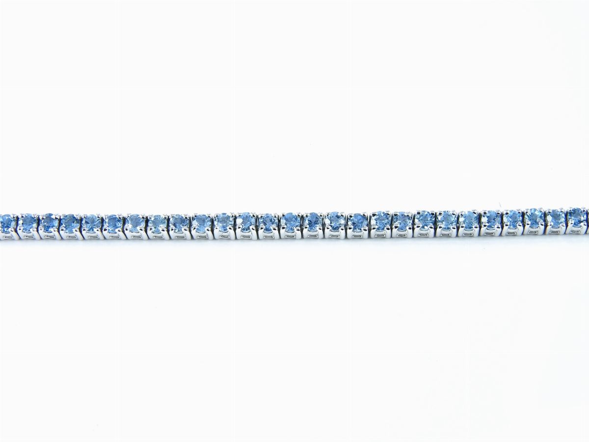 Bracciale Tennis in Oro Bianco e Acquemarine