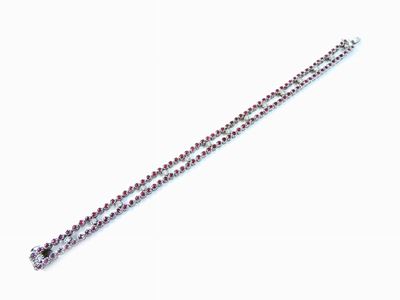 Bracciale in Oro Bianco, Diamanti e Rubini