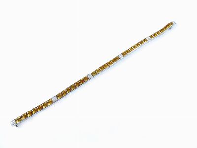 Bracciale in Oro Bianco, Diamanti e Quarzi Citrini