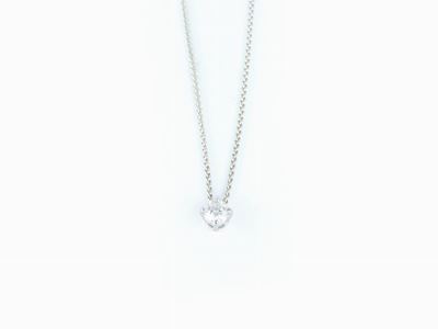 Girocollo in Oro Bianco a Maglia a Spiga con Pendente "punto Luce" in Oro Bianco e Diamante