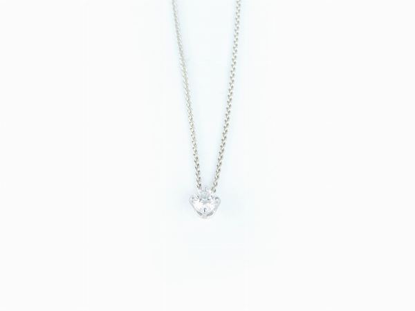 White gold wheat chain necklace with white gold and diamond stud pendant  - Auction Jewels and Watches - Maison Bibelot - Casa d'Aste Firenze - Milano