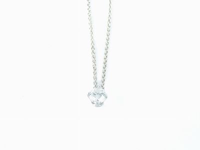 Girocollo a Maglia a Spiga in Oro Bianco con Pendente "punto Luce" in Oro Bianco e Diamante